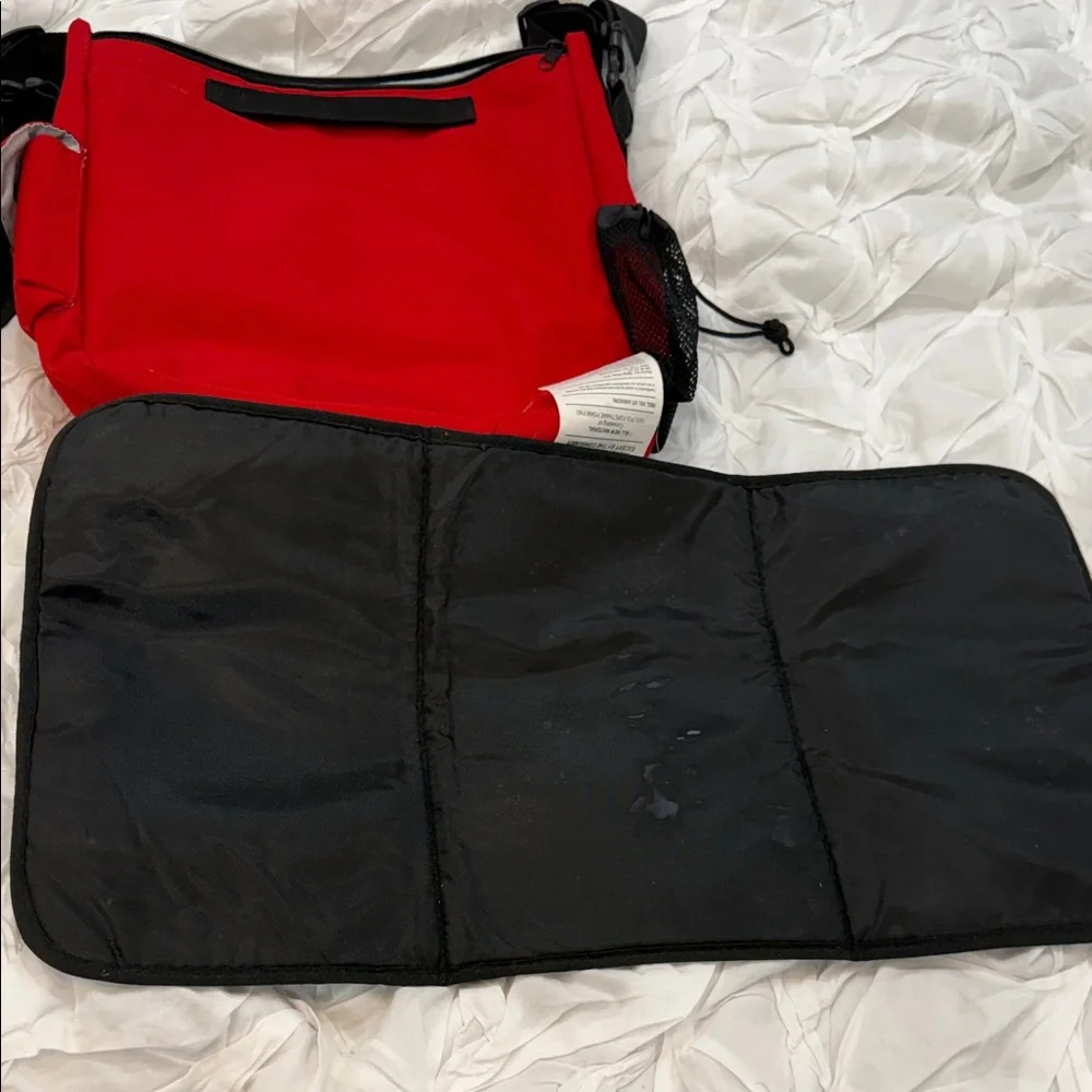 Skip Hop Red Canvas Shoulder Baby/Diaper Tote with Multi Front/Inner Pockets